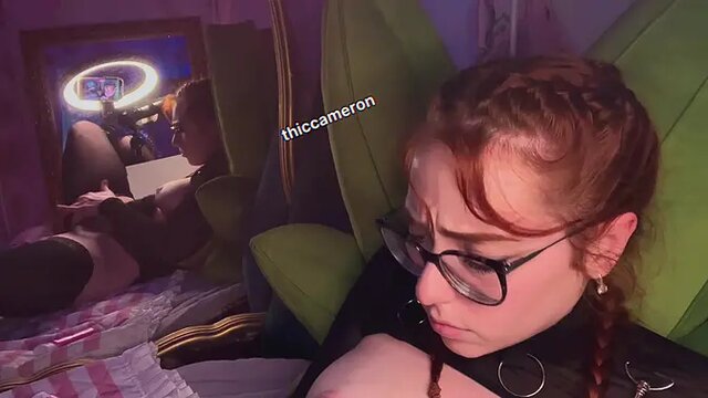 Redhead GF moans while getting fucked by a fuck machine
