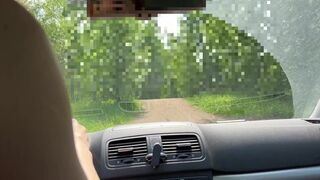 Public Sex A Red-Haired Bitch Sat On A Dick and Went For A Ride Behind The Wheel of a car