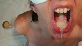Milf Latina swallows a big load of cum