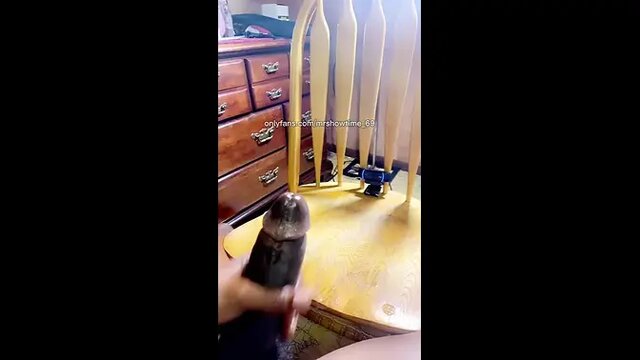 Thick Black Dick shoots hot cum while edging