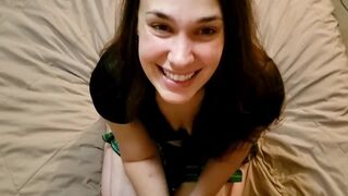 School girl gives hot blowjob and gets fucked hard