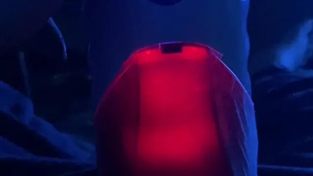 Intense solo play with a strapon