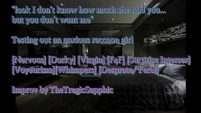 Dorky virgin raccoon girl gets anxious surprise intersex action