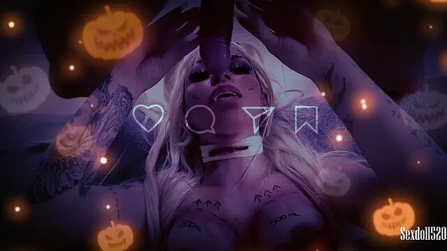 Halloween Night: horny nurse Zumbi gets POV blowjob and wanks