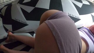 Booty shorts gamer Girl showing off