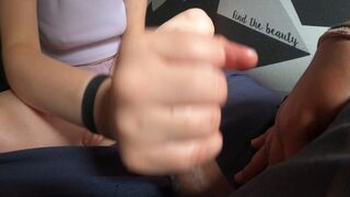 Pov lotion handjob by sexy amateur slow cumshot