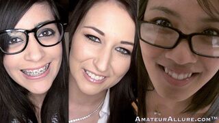 Blonde trio debut cum-swallowing skills on sinful lips, dirty tongues, and lustful lust