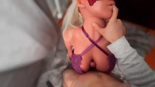 Petite blonde Dutchdoll gives her boyfriend a titfuck after prom night