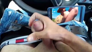 Almost get cought by my BOSS while I was jerking off in a car!! POV