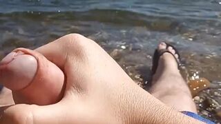 Public Masturbation At The River + Cumshot