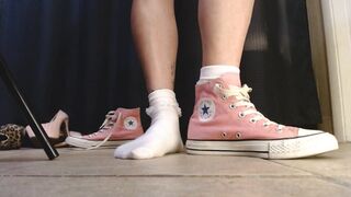 White Ruffled Socks Pink Converse Sneakers Tease