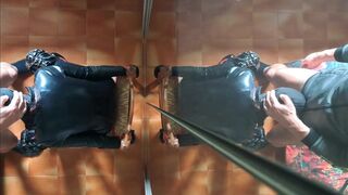 Milf chairtied, throatfucked with ring gag and throatpie