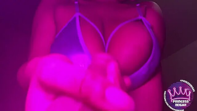 Chubby ebony princess teases and strokes your cock