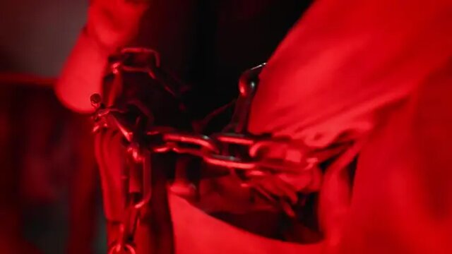 Dominant woman humiliates submissive with chastity cage and ASMR moaning