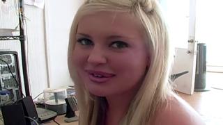 Blonde bombshell Andi Anderson gives sloppy head to hung stud Mr POV!