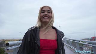 Blonde Beauty in Red Sucks and Gets Fucked Publicly